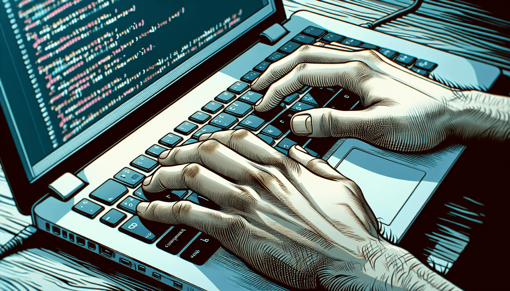 Manos de un desarrollador escribiendo código
